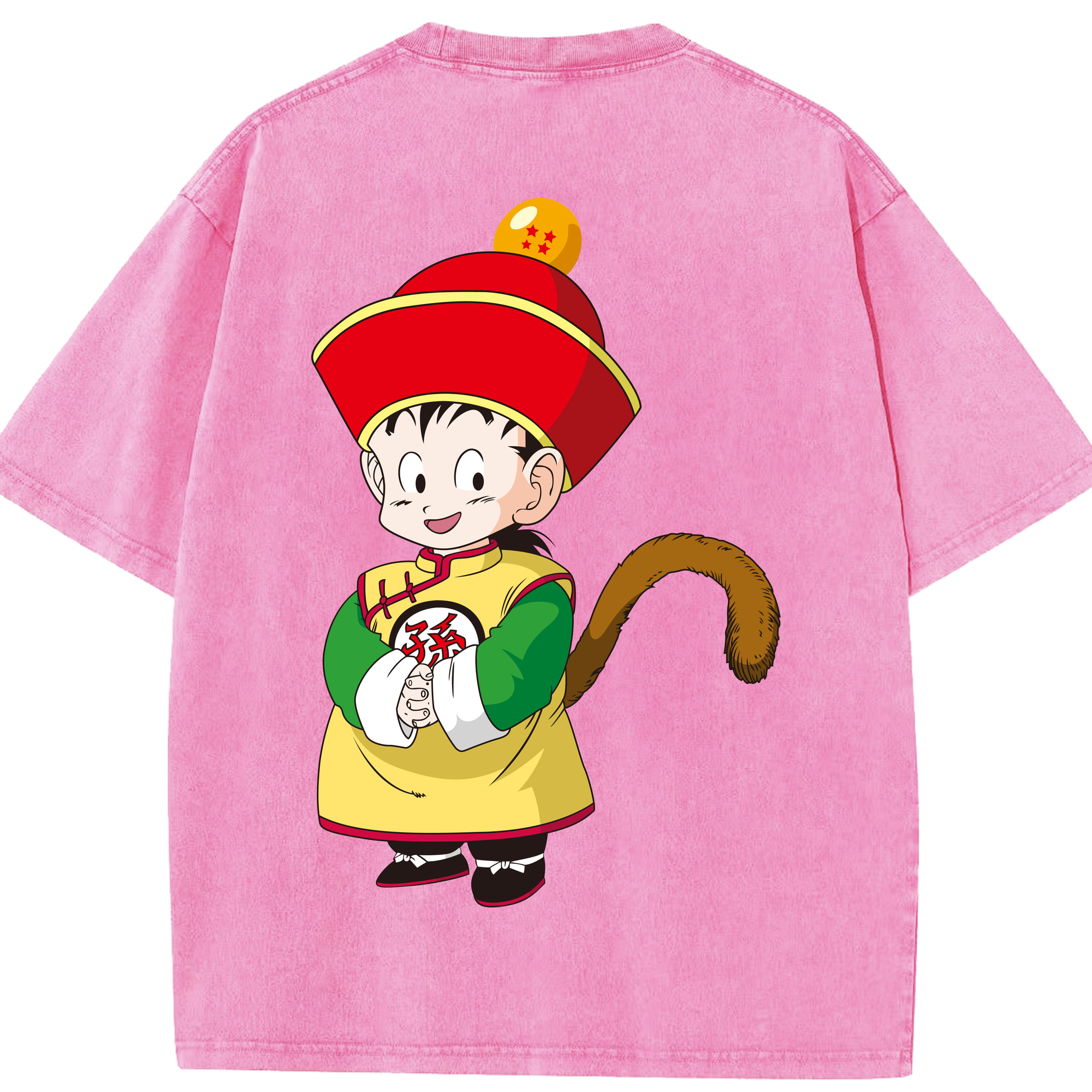 （画像用） ドラゴンボール 孫悟空（そん ごくう）Son Goku カカロット DRAGON BALL Kakarotto 綿100% ヴィンテージ風 半袖Tシャツ（背面プリント）